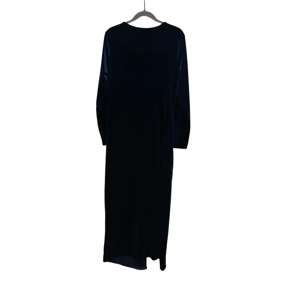 Unbranded Navy Blue Velvet Twist Midi Dress XXL